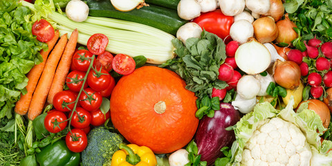 Vegetables collection food background banner tomatoes carrots potatoes fresh vegetable