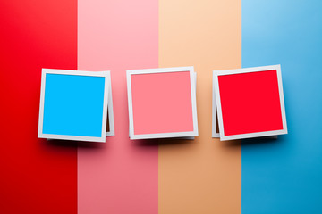 Photo mockup template - classic photo frames with empty space on pastel color background