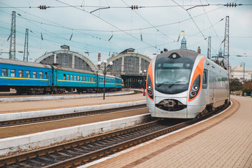 train at railway station. platform