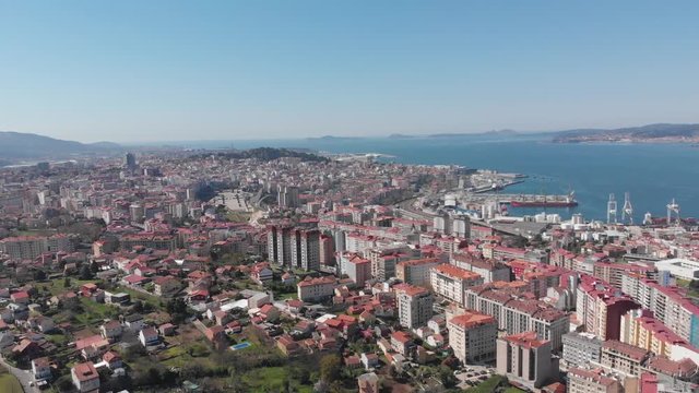 Fly high above Vigo in Galicia Spain