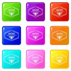 Lingerie body icons set 9 color collection isolated on white for any design