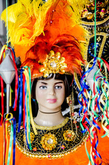 Manequim infantil vestido com traje típico de festa junina. São Luis,MA - obrazy, fototapety, plakaty
