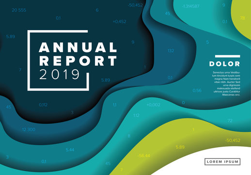 Annual Report Cover Layout with 3D Wave Elements