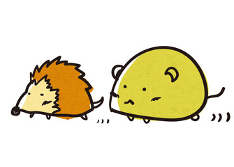 ハリネズミとネズミの散歩