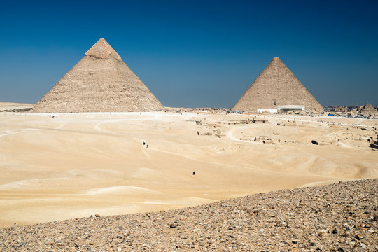 The Cheops and Chephren pyramids, Giza near Cairo, Egypt