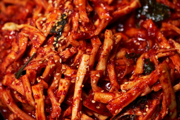 Korean spicy marinated radish pickles