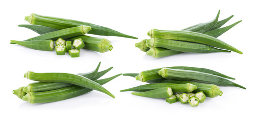 fresh okra isolated on white background