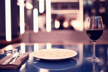 wine restaurant serving romance / beautiful concept alcohol glass, holiday dinner in a cafe