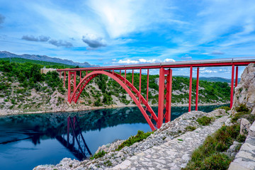 Fototapeta na wymiar Beautiful red bridge in Croatia