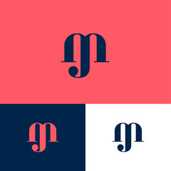 J and M monogram. J, M letters combined. Logo on different backgrounds. Web, UI icon. Identity.