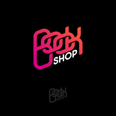 Book shop logo. Logo for online book store or online library. UI, web icon. Lettering on a dark backgrounds.