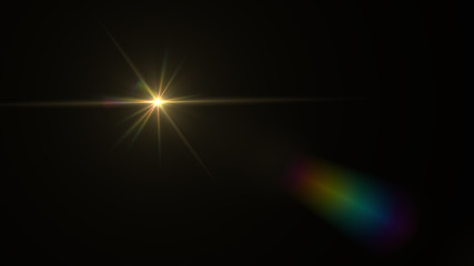 Lens Flare light over Black Background. Easy to add overlay or screen filter over Photos