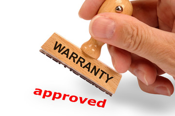 Warranty printed on rubber stamp