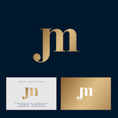 J and M monogram. J, M letters combined. Logo for beauty care, jewelry, lingerie or cosmetics. Business card.