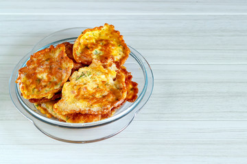 Potato pancakes. Vegetable fritters, latkes, draniki - popular dish in many countries