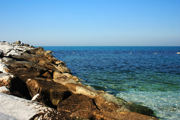 Stony coast of Ligurian Sea, Italy