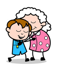 Mother Love for Kid - Old Woman Cartoon Granny Vector Illustration