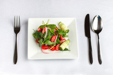 Spring salad with radishes, cucumbers and tomato-2.