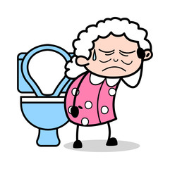 Constipation - Old Woman Cartoon Granny Vector Illustration
