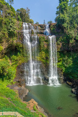 Fototapeta na wymiar Tad Fan waterfall in The deep forest in Southern of Laos 