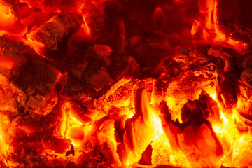 Abstract background of burning coals