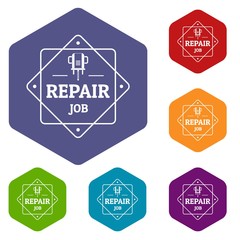 Obraz premium Repair icons vector colorful hexahedron set collection isolated on white 