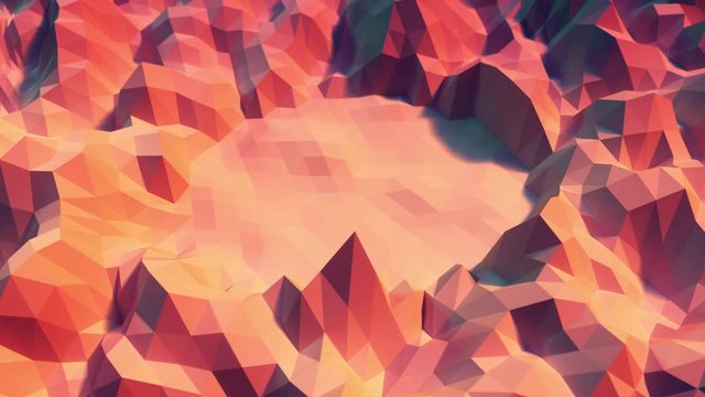 Low poly Background loop with center blank space, seamless loops, 4k UHD. warm color