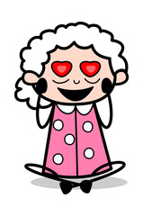 Falling in Love - Old Woman Cartoon Granny Vector Illustration