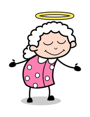 Feeling Positive - Old Woman Cartoon Granny Vector Illustration