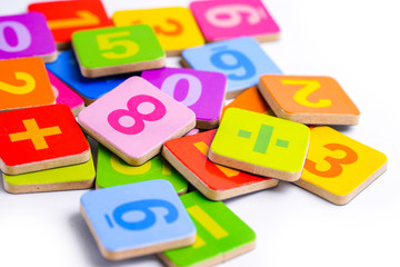 Math Number colorful on white background : Education study mathematics learning teach concept.