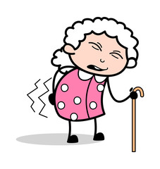 Backache - Old Woman Cartoon Granny Vector Illustration