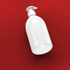 White bath bottle mockup. 3d illustration