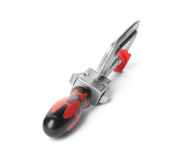 New clamp isolated on white. Construction tool