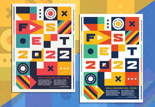 Flyer Layout with Multicolored Geometric Shapes