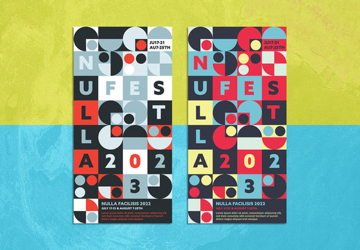 Flyer Layout with Multicolored Geometric Shapes