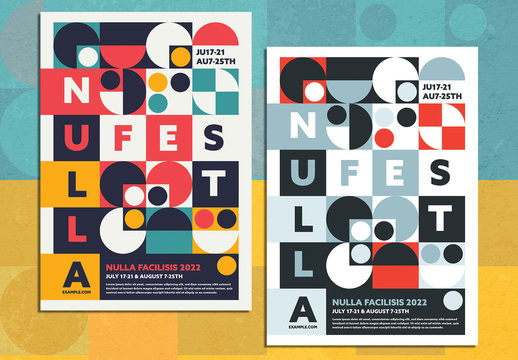 Flyer Layout with Multicolored Geometric Shapes
