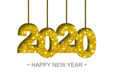 Happy New Year 2020 - greeting card, flyer, invitation - vector