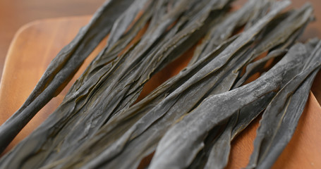 Dry of Japanese konbu close up