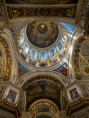 Fototapeta na wymiar Saint Petersburg, Russia - May, 2019: Details of interior of Saint Isaac's Cathedral or Isaakievskiy Sobor