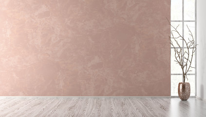 Fototapeta na wymiar Interior background of room with pink wall 3d render