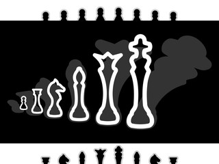 Fototapeta na wymiar Set of black vector icons, isolated against white background. Illustration on a theme Chess