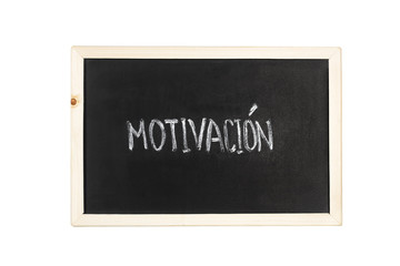 Obraz premium Pizarra con escritura motivación sobre fondo blanco aislado