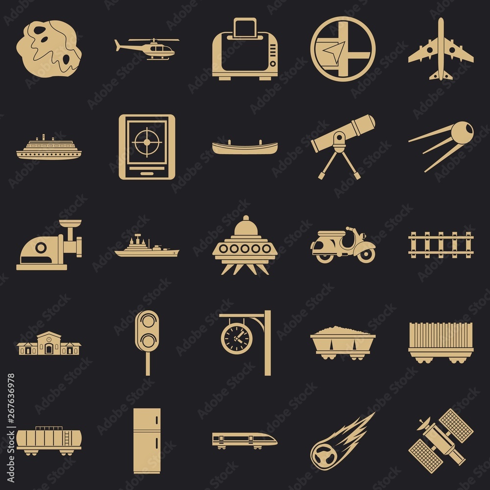 Poster advanced technology icons set. simple set of 25 advanced technology vector icons for web for any des