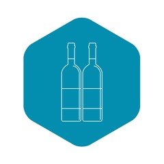 Two wine bottles icon. Outline illustration of two wine bottles vector icon for web