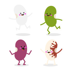 cute cartoon beans with different emotion
