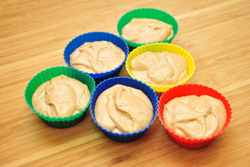 Raw Spice Muffin Batter in Silicone Baking Cups