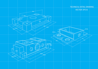 Technical drawing .Vector engineering illustration.Mechanical Engineering drawing .