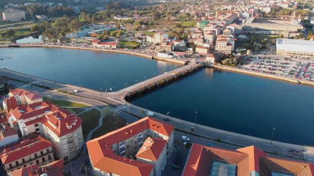 Canoe club down Lerez river in Pontevedra Spain
