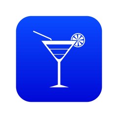 Beach cocktail icon digital blue for any design isolated on white vector illustration