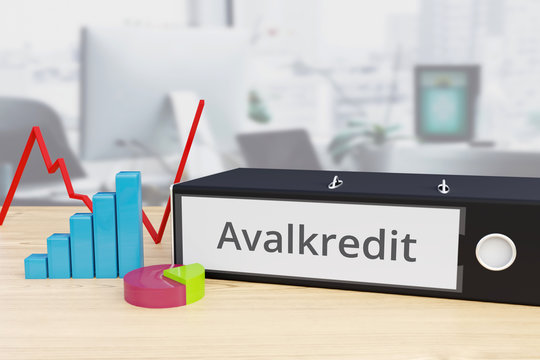 Avalkredit &ndash; Finanzen/Wirtschaft. Ordner auf Schreibtisch mit Beschriftung neben Diagrammen. Business